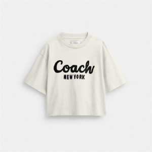 Coach Cursive Signature Cropped T Shirt Weiß | COH865992