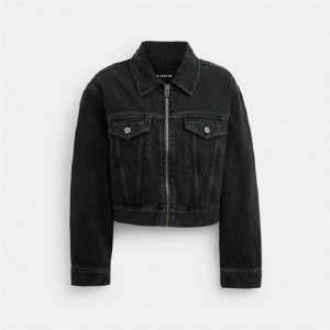 Coach Denim Crop Jacket In Organic Cotton Schwarz | COH865921