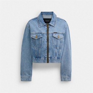 Coach Denim Crop Jacket In Organic Cotton Blau | COH865942