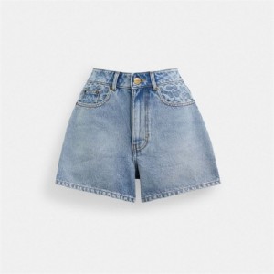 Coach Denim Shorts In Organic Cotton Blau | COH866038