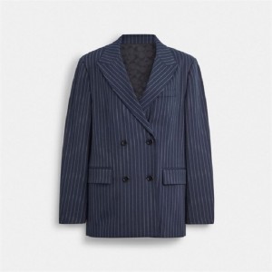 Coach Double Breasted Blazer Navy Weiß | COH865918