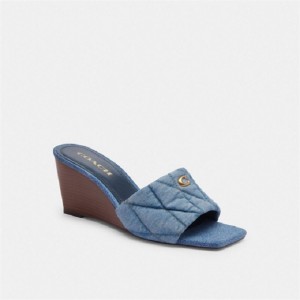 Coach Emma Wedge With Quilting Indigo Blau | COH865752