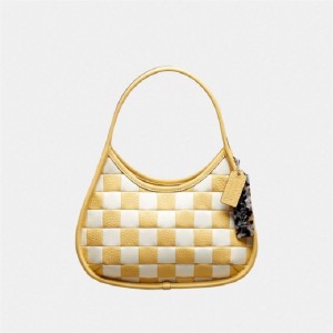 Coach Ergo Bag In Checkerboard Patchwork Upcrafted Leather White/Yellow | COH865110