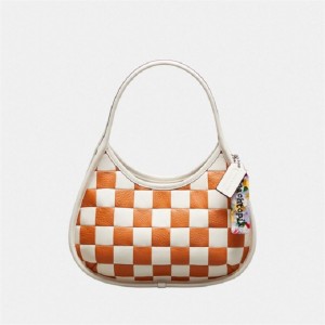 Coach Ergo Bag In Checkerboard Patchwork Upcrafted Leather Orange | COH865151