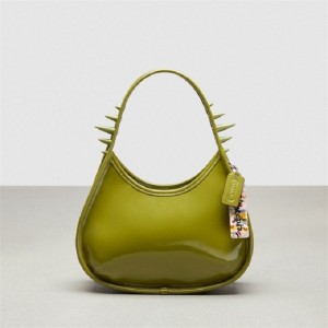 Coach Ergo Bag In Crinkle Patent Coachtopia Leather: Spikes Olivgrün Grün | COH864968