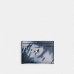 Coach Essential Card Case With Tie Dye Print Silber Navy | COH865575