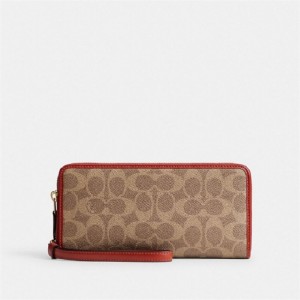 Coach Essential Continental Wallet In Signature Canvas Braun Rot | COH865515