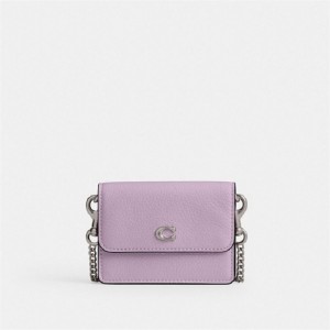 Coach Essential Half Flap Card Case Silber Lila | COH865551