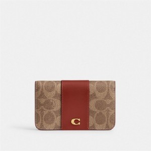 Coach Essential Slim Card Case In Signature Canvas Braun Rot | COH865581