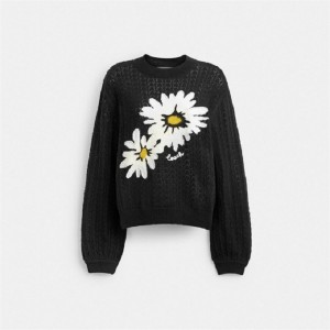 Coach Floral Crewneck Sweater Schwarz | COH865999