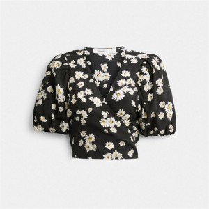 Coach Floral Wrap Blouse Schwarz | COH866000