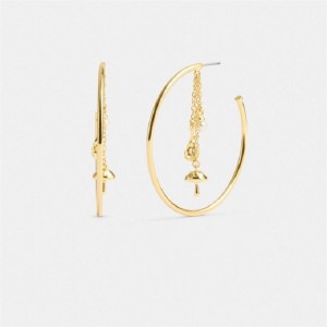 Coach Garden Charms Hoop Earrings Gold | COH866141