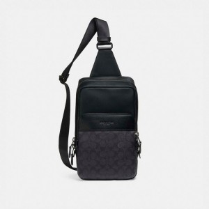 Coach Gotham Pack In Signature Canvas Schwarz Kupfer Grau Schwarz | COH866494