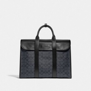 Coach Gotham Portfolio Bag In Signature Canvas Schwarz Kupfer Grau Schwarz | COH866533