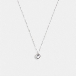 Coach Halo Heart Pendant Necklace Silber | COH866194