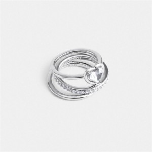 Coach Halo Heart Ring Set Silber | COH866159