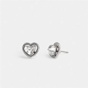 Coach Halo Heart Stud Earrings Silber | COH866136