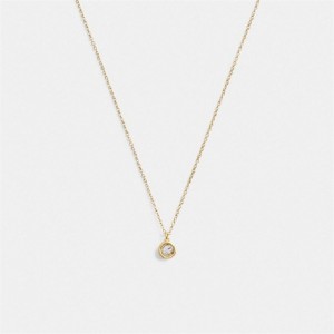 Coach Halo Round Pendant Necklace Gold | COH866132