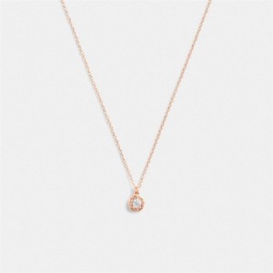 Coach Halo Tea Rose Pendant Necklace Rosa Gold | COH866180