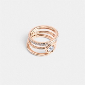 Coach Halo Tea Rose Ring Set Rosa Gold | COH866145