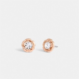 Coach Halo Tea Rose Stud Earrings Rosa Gold | COH866133
