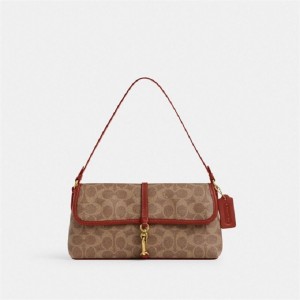 Coach Hamptons Bag In Signature Canvas Braun Rot | COH864892