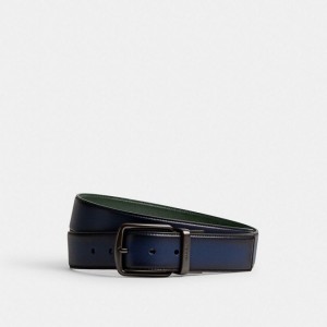 Coach Harness Buckle Cut To Size Reversible Belt, 38 Mm Tiefesblau Grün | COH867000