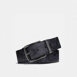 Coach Harness Buckle Cut To Size Reversible Belt, 38 Mm Grau Schwarz | COH867001