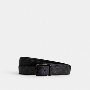 Coach Harness Buckle Cut To Size Reversible Belt, 38 Mm Grau Schwarz | COH867006
