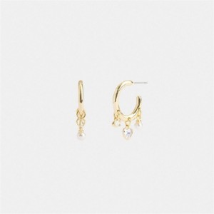 Coach Heart Charm Huggie Earrings Gold | COH866216