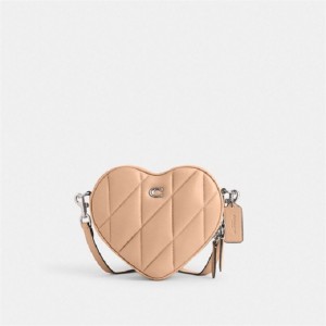 Coach Heart Crossbody Bag With Quilting Silber | COH864748