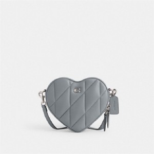 Coach Heart Crossbody Bag With Quilting Silber Grau Blau | COH864777