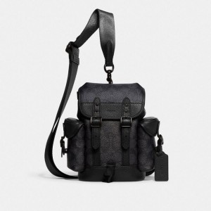 Coach Hitch Backpack 13 In Signature Canvas Grau | COH866492