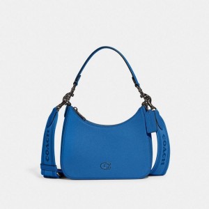 Coach Hobo Crossbody Bag With Signature Canvas Blau | COH866563
