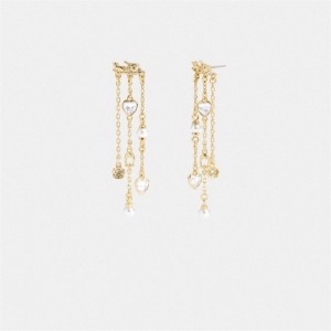 Coach Horse And Carriage Front Back Charm Earrings Gold | COH866218
