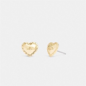 Coach Horse And Carriage Heart Stud Earrings Gold | COH866220
