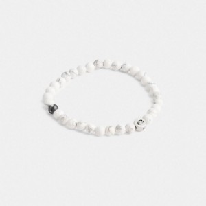 Coach Howlite Beaded Bracelet Silber Weiß | COH867011