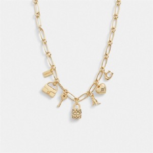 Coach Iconic Charm Chain Necklace Gold | COH866157