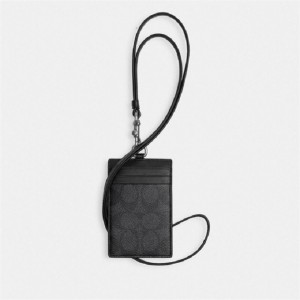 Coach Id Lanyard In Signature Canvas Grau | COH865687