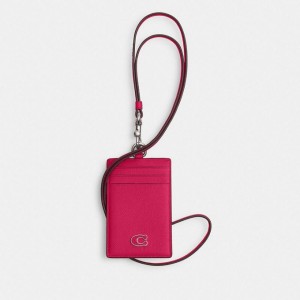 Coach Id Lanyard With Signature Canvas Rosa | COH866752