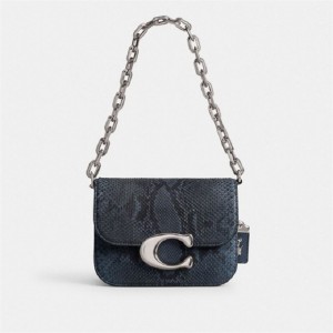 Coach Idol Bag In Python Silber Dunkelblau | COH864801