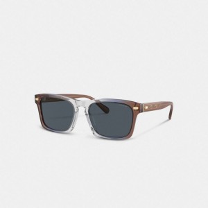 Coach Keyhole Square Sunglasses Braun Blau Grau | COH867060