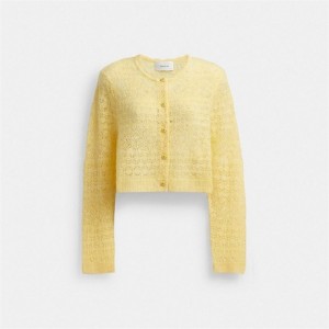 Coach Lace Knit Cardigan Gelb | COH865997