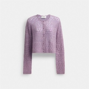 Coach Lace Knit Cardigan Lila | COH865951
