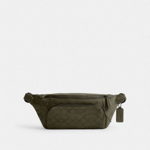 Coach League Belt Bag In Signature Canvas Jacquard Grün | COH866687