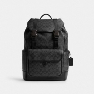 Coach League Flap Backpack In Signature Canvas Grau | COH866516