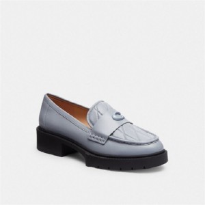 Coach Leah Loafer With Quilting Grau Blau | COH865799