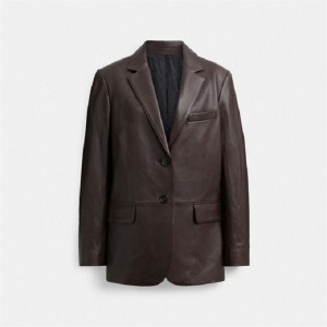 Coach Leather Blazer Braun | COH865916