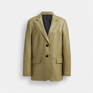 Coach Leather Blazer Grün | COH865914