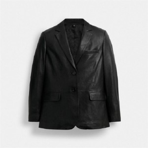 Coach Leather Blazer Schwarz | COH865929